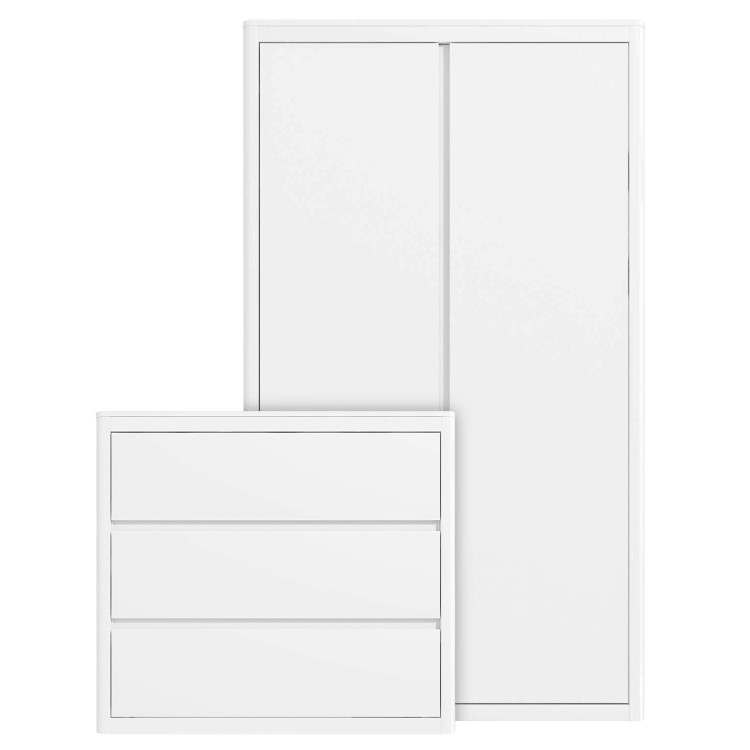 White Wardrobe and Chest of Drawers Set - Lexi