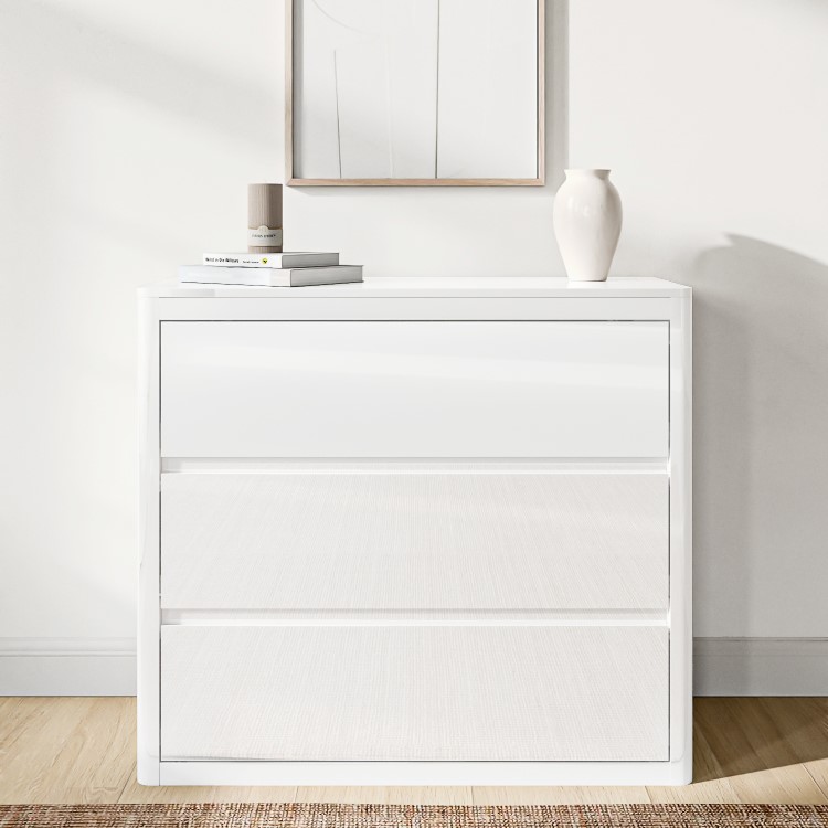 White Wardrobe and Chest of Drawers Set - Lexi