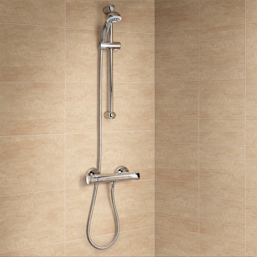 Peru Deluxe Wall Mounted Bath Shower Mixer with Slide Rail Kit 