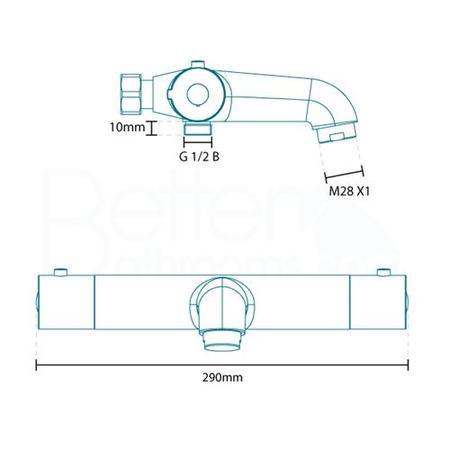 Focus Thermostatic Deck Mounted Bath Shower Mixer with Circo Round Handset