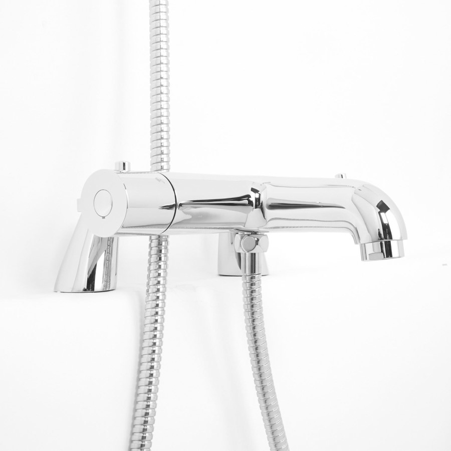 Rina Slide Shower Rail Kit with Focus Deck Valve & Bath Mixer