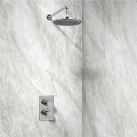 EcoS9 Thermostatic Dual Shower Valve with Round 200mm Shower Head and Wall Arm