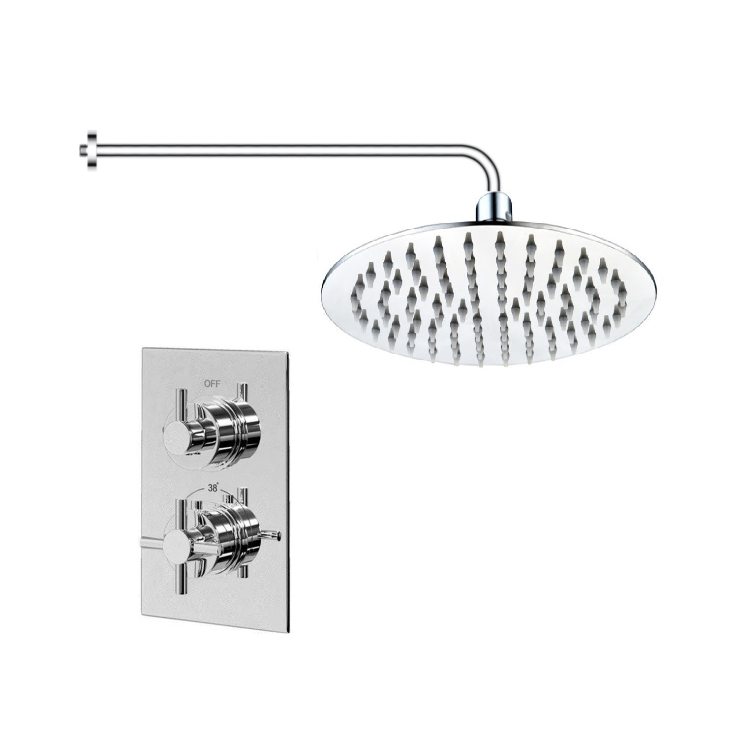 Chrome Concealed Shower Mixer with Dual Control & Slim Square Wall ...