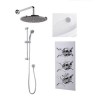 Rina Slide Shower Rail Kit with EcoStyle Triple Valve 200mm Head Wall Outlet Filler &amp; Overflow 