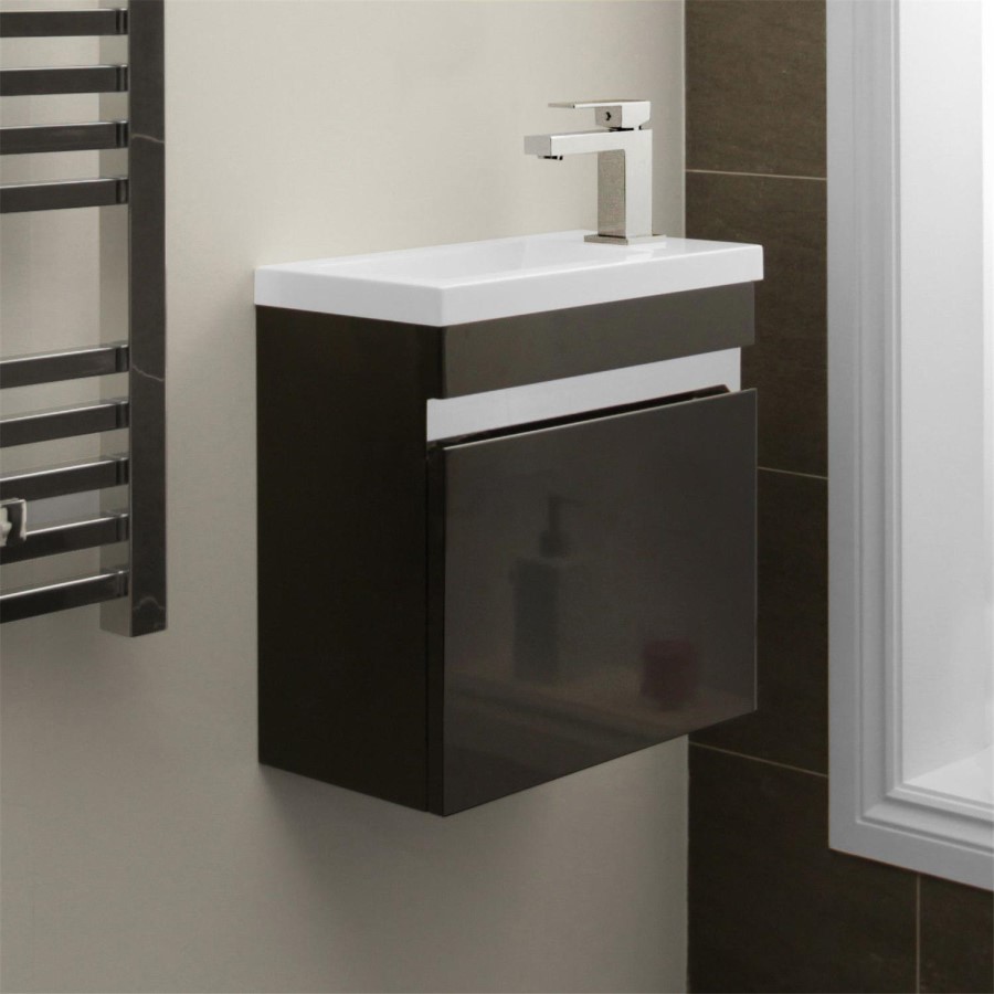 Vigo 420mm Wall Mounted Black Vanity Unit