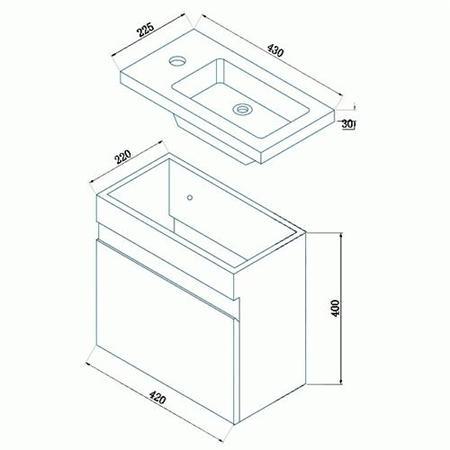 Vigo 420mm Wall Mounted Black Vanity Unit