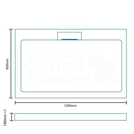 Rectangular Shower Tray 1200 x 800mm - Elusive