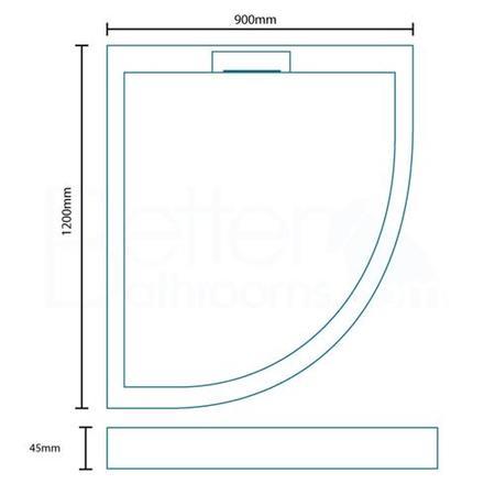 Low Profile Left Hand Offset Quadrant Shower Tray 1200 x 900mm Stone Resin - Elusive