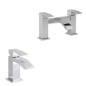 BUN/BeBa_11434/78940 Chrome Bath and Basin Tap Set - Wave