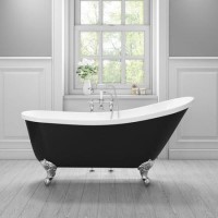 Lunar Traditional Black Freestanding Slipper Bath - 1620 x 730mm