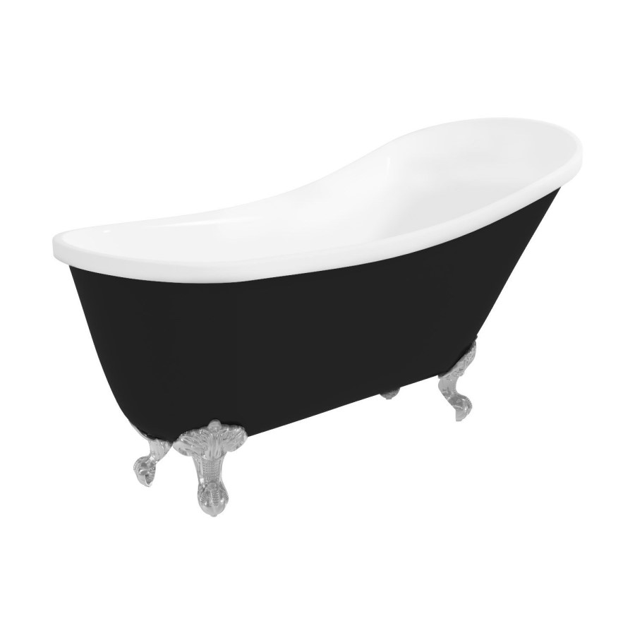 Lunar Traditional Black Freestanding Slipper Bath - 1620 x 730mm