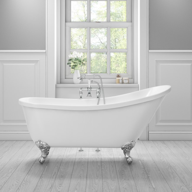 Middleton Traditional Freestanding Slipper Bath with Chrome Feet - 1620 x 700 x 800mm