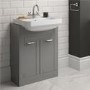700mm 2 Door Vanity Unit with Semi Inset Basin Grey - Nottingham
