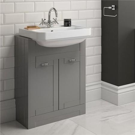 700mm 2 Door Vanity Unit with Semi Inset Basin Grey - Nottingham