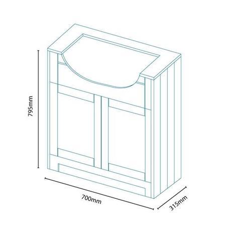700mm 2 Door Vanity Unit with Semi Inset Basin Grey - Nottingham
