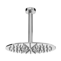 300mm Chrome Ultra Slim Round Rainfall Shower Head with Ceiling Arm