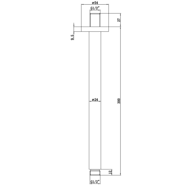 Grade A1 - 300mm Chrome Ultra Slim Round Rainfall Shower Head with Ceiling Arm