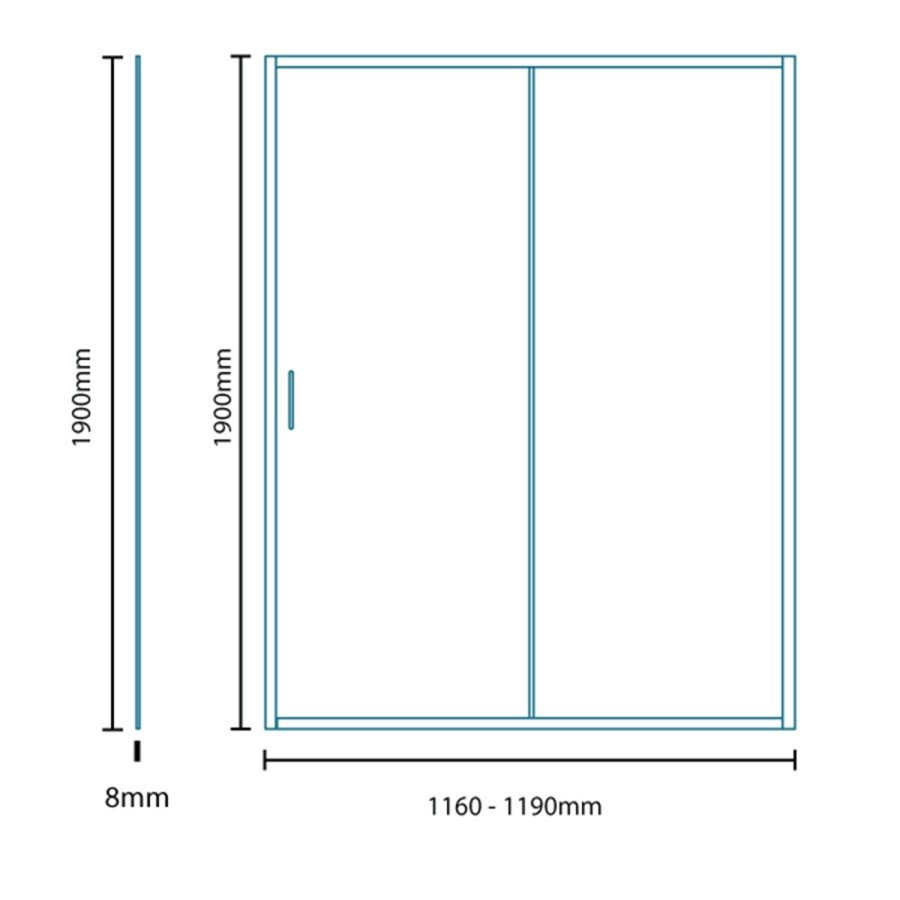 Sliding Shower Door 1200mm - 8mm Glass - Aquafloe Iris Range