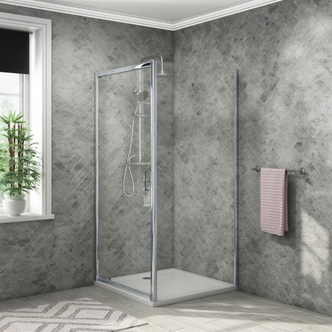 Pivot Shower Enclosure 900 x 900mm with Tray Waste & Shower - Vega