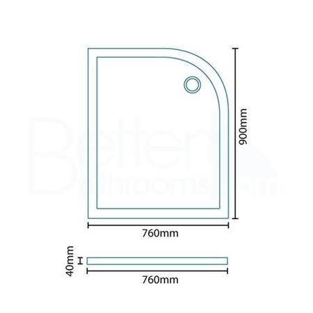 Quadrant Right Hand Shower Tray 900 x 760mm - Easy Plumb