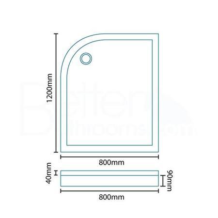 Quadrant Left Hand Shower Tray 1200 x 800mm - Easy Plumb
