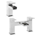 BUN/BeBa_26715/77546 Chrome Waterfall Bath and Basin Tap Set - Quadra