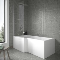 Left Hand L-Shaped Shower Bath - L1675 x W850mm