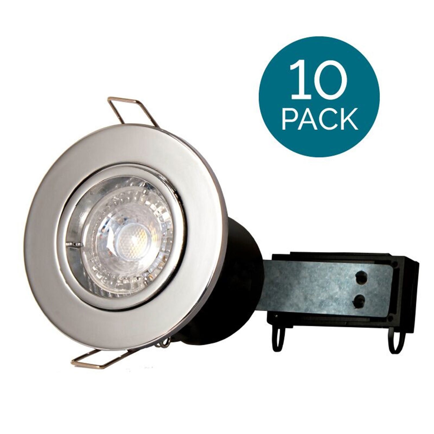 Firelock Led 10 Pack - Fixed Fire Rated Spotlight - Chrome Twist & Lock - Furniture123