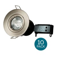 10 Pack - Fixed Fire Rated Spotlight - Brushed Steel Twist & Lock 10 Pack - Fixed Fire Rated Spotlight - Brushed Steel Twist & Lock