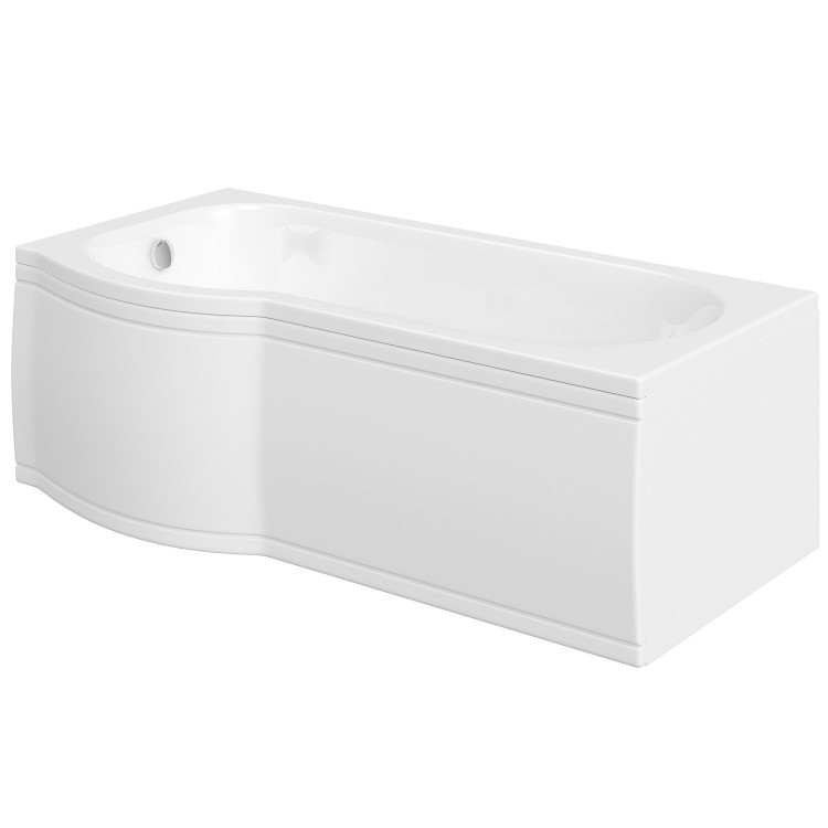 Dee Left Hand P Shape Bath with Front Panel and Screen - 1675 x 850mm