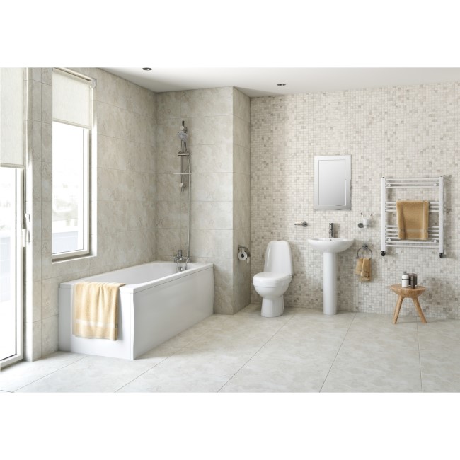 1700mm Straight Bath Suite with Basin & Close Coupled Toilet - Cova