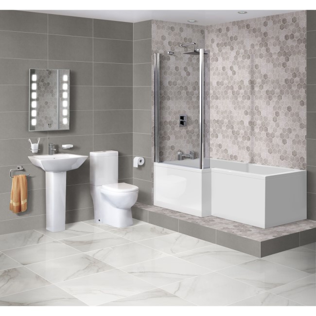 1700mm L Shaped Bath Suite Front Panel & Screen with Toilet and Basin - Left Hand