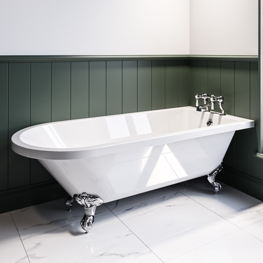 Grade A2 - Freestanding Single Ended Bath with Chrome Feet 1660 x 740mm - Park Royal