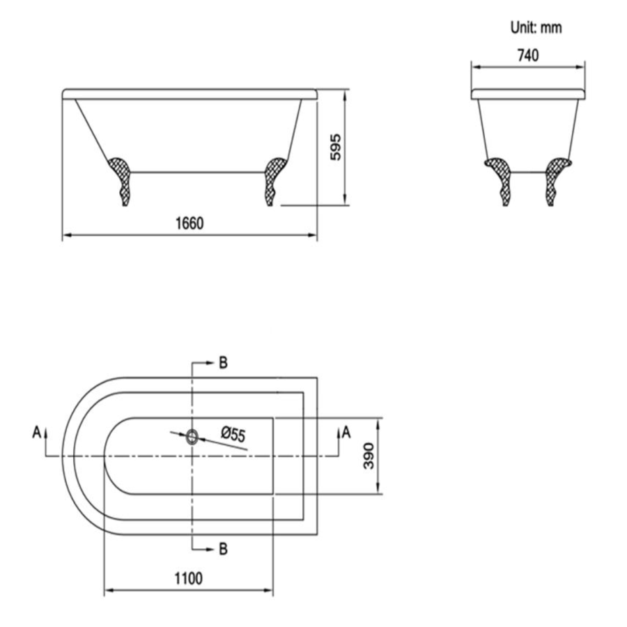 Grade A1 - Park Royal Single Ended Shower Bath with Chrome Feet