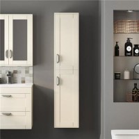 1400mm Wall Hung Storage Unit - Ivory Tall Boy Cabinet Modern Handles - Nottingham Range