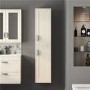 1400mm Wall Hung Storage Unit - Ivory Tall Boy Cabinet Modern Handles - Nottingham Range