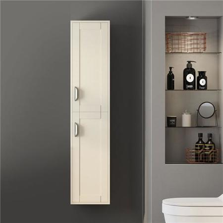 1400mm Wall Hung Storage Unit - Ivory Tall Boy Cabinet Modern Handles - Nottingham Range