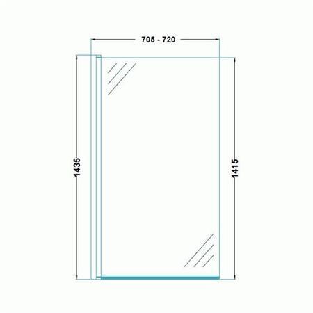 P-Shaped Bath Shower Screen - H1435 x W720mm