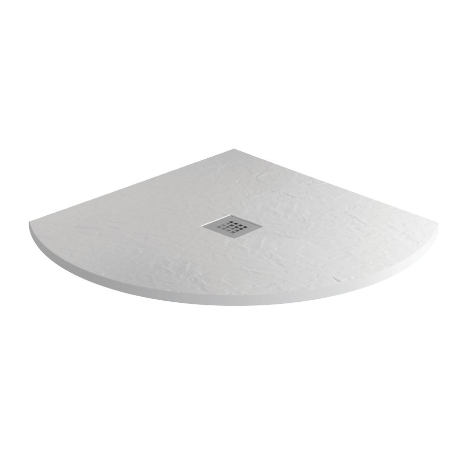 800 x 800 White Slate Effect Quadrant Shower Tray with Waste