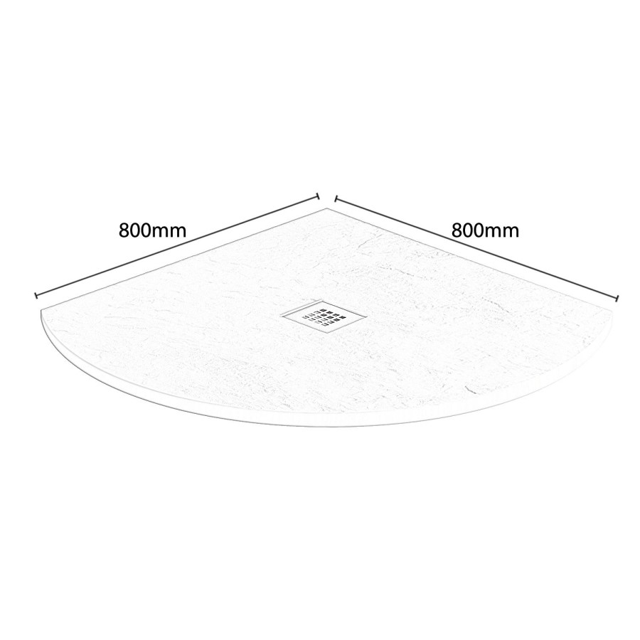 800 x 800 White Slate Effect Quadrant Shower Tray with Waste