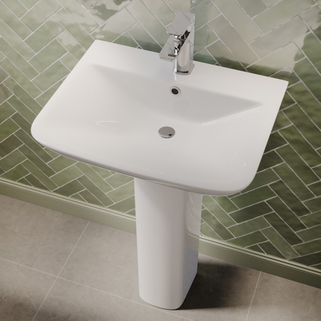 550mm Basin and Full Pedestal - 1 Tap Hole -  Palma