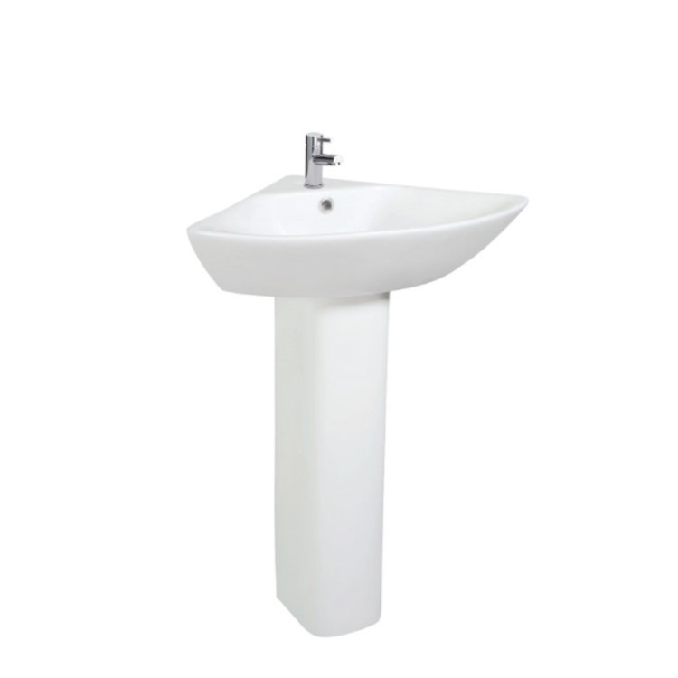 Corner Cloakroom Full Pedestal Basin 450mm - Palma