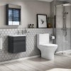 Cloakroom Suite with Dark Grey Wall Hung Vanity &amp; Close Coupled Toilet - Portland