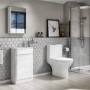 410mm Floor Standing White Gloss Vanity Unit with Close Coupled Toilet Suite - Portland 