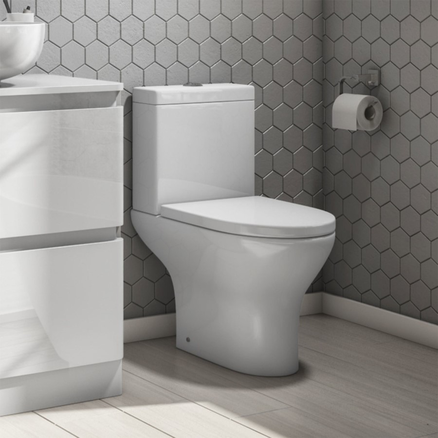 410mm Floor Standing White Gloss Vanity Unit with Close Coupled Toilet Suite - Portland 
