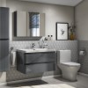 Portland 800 Wall Mounted Storm Grey Gloss Vanity Unit with Portland Close Coupled Toilet Suite