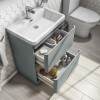 1100mm Light Grey Toilet and Sink Unit with Round Toilet- Portland