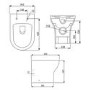 500mm Dark Grey Gloss Curved Corner WC Unit with Back to Wall Toilet - Portland
