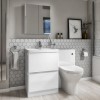 Toilet and Basin Combination Unit - 2 Drawer - White - Portland 