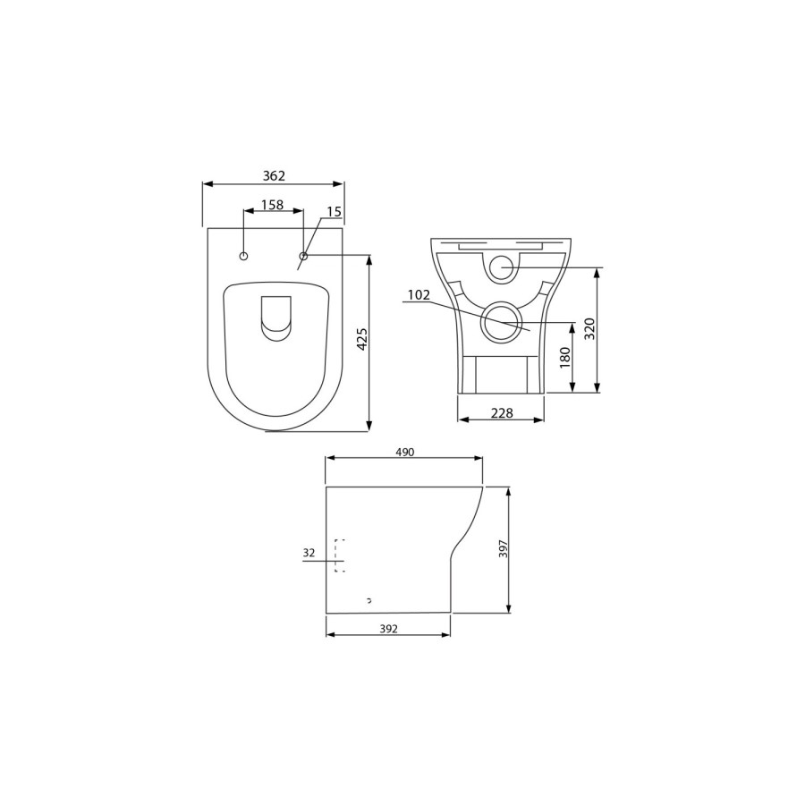 Back to Wall Toilet with Soft Close Seat and Concealed Cistern - Portland
